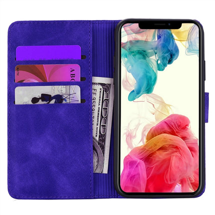 Calf Pattern Double Folding Design Embossed Leather Case with Wallet & Holder & Card Slots for iPhone XS / X(Purple)-garmade.com