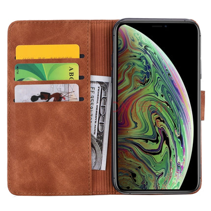 Calf Pattern Double Folding Design Embossed Leather Case with Wallet & Holder & Card Slots for iPhone 11 Pro Max (6.5 inch)(Brown)-garmade.com