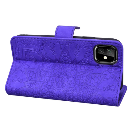 Calf Pattern Double Folding Design Embossed Leather Case with Wallet & Holder & Card Slots for iPhone 11 Pro Max (6.5 inch)(Purple)-garmade.com