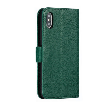 Feather Pattern Litchi Texture Horizontal Flip Leather Case with Wallet & Holder & Card Slots For iPhone XS /X(Green)-garmade.com