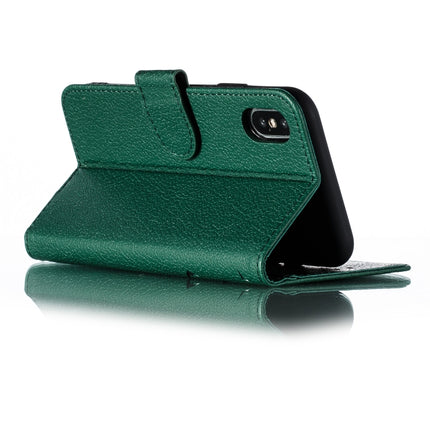 Feather Pattern Litchi Texture Horizontal Flip Leather Case with Wallet & Holder & Card Slots For iPhone XS /X(Green)-garmade.com