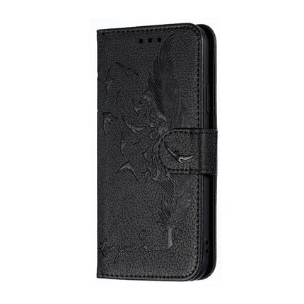 Feather Pattern Litchi Texture Horizontal Flip Leather Case with Wallet & Holder & Card Slots For iPhone XS /X(Black)-garmade.com