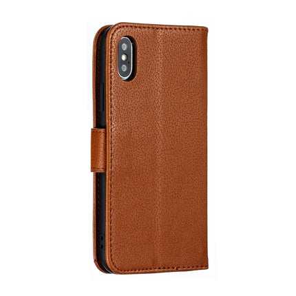 Feather Pattern Litchi Texture Horizontal Flip Leather Case with Wallet & Holder & Card Slots For iPhone XS /X(Brown)-garmade.com