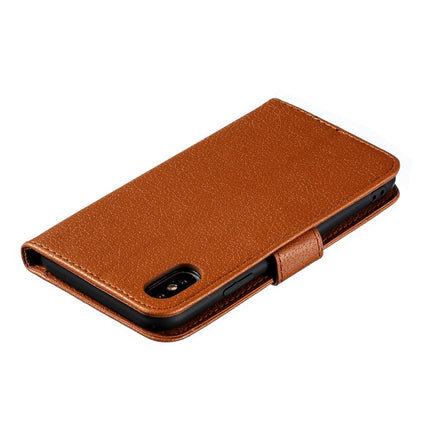 Feather Pattern Litchi Texture Horizontal Flip Leather Case with Wallet & Holder & Card Slots For iPhone XS /X(Brown)-garmade.com