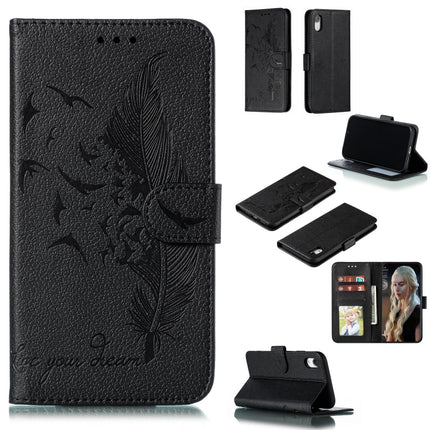 Feather Pattern Litchi Texture Horizontal Flip Leather Case with Wallet & Holder & Card Slots For iPhone XR(Black)-garmade.com