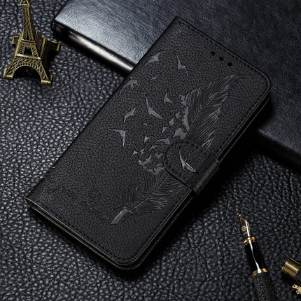 Feather Pattern Litchi Texture Horizontal Flip Leather Case with Wallet & Holder & Card Slots For iPhone XR(Black)-garmade.com