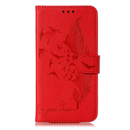 Feather Pattern Litchi Texture Horizontal Flip Leather Case with Wallet & Holder & Card Slots For iPhone XS Max(Red)-garmade.com