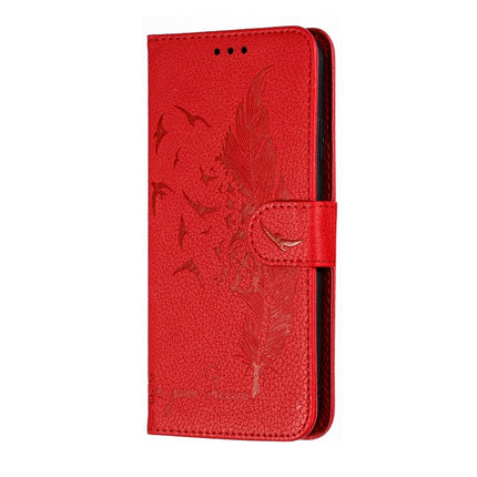 Feather Pattern Litchi Texture Horizontal Flip Leather Case with Wallet & Holder & Card Slots For iPhone XS Max(Red)-garmade.com