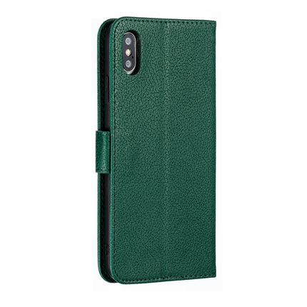 Feather Pattern Litchi Texture Horizontal Flip Leather Case with Wallet & Holder & Card Slots For iPhone XS Max(Green)-garmade.com