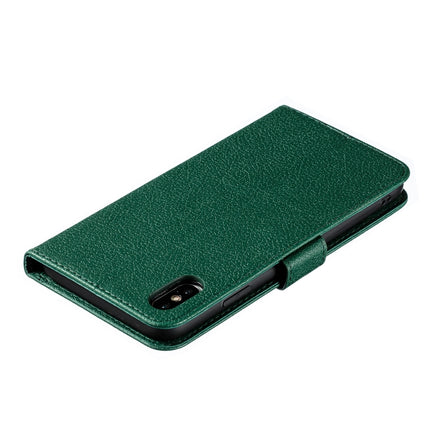 Feather Pattern Litchi Texture Horizontal Flip Leather Case with Wallet & Holder & Card Slots For iPhone XS Max(Green)-garmade.com