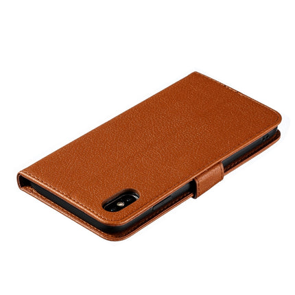 Feather Pattern Litchi Texture Horizontal Flip Leather Case with Wallet & Holder & Card Slots For iPhone XS Max(Brown)-garmade.com