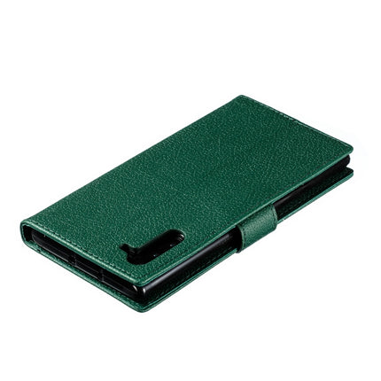 Feather Pattern Litchi Texture Horizontal Flip Leather Case with Wallet & Holder & Card Slots For Galaxy Note 10(Green)-garmade.com