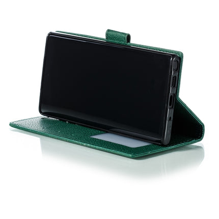Feather Pattern Litchi Texture Horizontal Flip Leather Case with Wallet & Holder & Card Slots For Galaxy Note 10(Green)-garmade.com