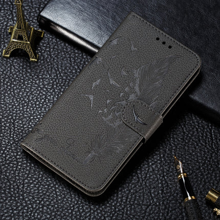 Feather Pattern Litchi Texture Horizontal Flip Leather Case with Wallet & Holder & Card Slots For Galaxy Note 10(Gray)-garmade.com