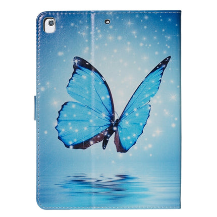 For iPad Air / Air 2 / iPad Pro 9.7 (2016) / iPad 9.7 (2017) / iPad 9.7 (2018) Colored Drawing Pattern Horizontal Flip PU Leather Case with Holder & Card Slots(Blue Butterfly)-garmade.com