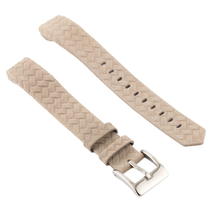 Smart Watch Shiny Leather Watchband for Fitbit Alta(Khaki)-garmade.com