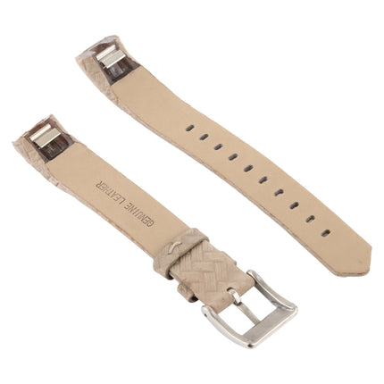 Smart Watch Shiny Leather Watchband for Fitbit Alta(Khaki)-garmade.com