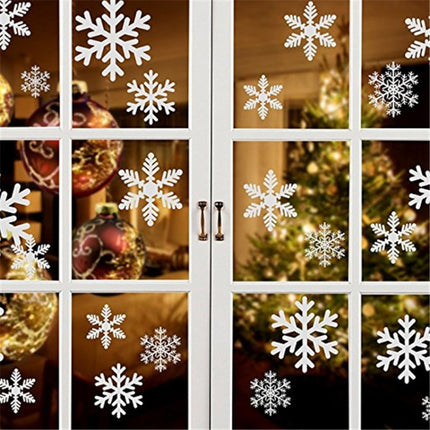 Creative Window Glass Door Removable Christmas New Year Festival Wall Sticker Decoration(White Snowflake)-garmade.com