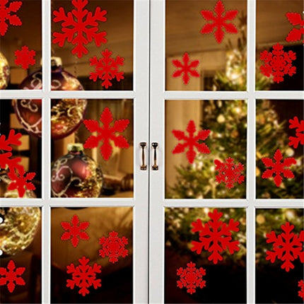 Creative Window Glass Door Removable Christmas New Year Festival Wall Sticker Decoration(Red Snowflake)-garmade.com