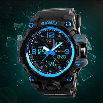 SKMEI 1155B Multifunctional Men Outdoor Sports Noctilucent Waterproof Large Dial Wrist Watch(Red)-garmade.com