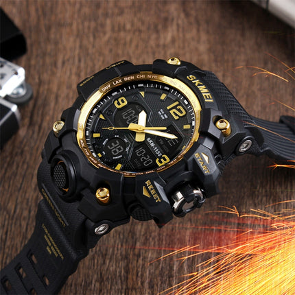 SKMEI 1155B Multifunctional Men Outdoor Sports Noctilucent Waterproof Large Dial Wrist Watch(Red)-garmade.com