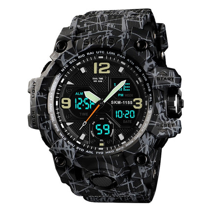 SKMEI 1155B Multifunctional Men Outdoor Sports Noctilucent Waterproof Large Dial Wrist Watch(Grey Black)-garmade.com