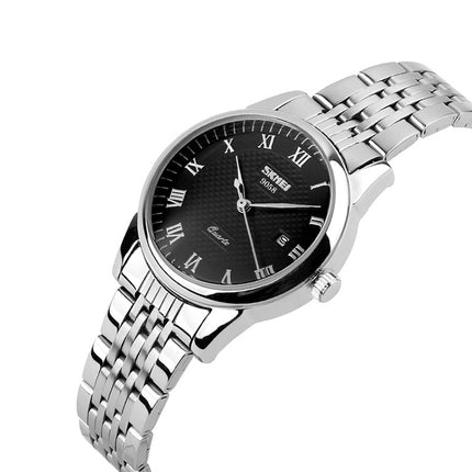 SKMEI 9058 Multifunctional Outdoor Fashion Waterproof Steel Strip Quartz Wrist Watch(Men Style Black)-garmade.com