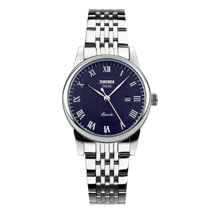 SKMEI 9058 Multifunctional Outdoor Fashion Waterproof Steel Strip Quartz Wrist Watch(Women Style Blue)-garmade.com