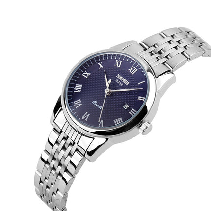 SKMEI 9058 Multifunctional Outdoor Fashion Waterproof Steel Strip Quartz Wrist Watch(Women Style Blue)-garmade.com