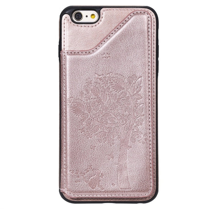 For iPhone 6 Plus Cat Tree Embossing Pattern Shockproof Protective Case with Card Slots & Photo Frame(Rose Gold)-garmade.com