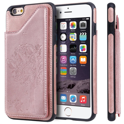 For iPhone 6 Cat Tree Embossing Pattern Shockproof Protective Case with Card Slots & Photo Frame(Rose Gold)-garmade.com