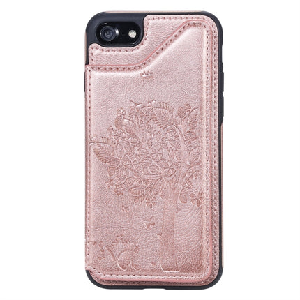 For iPhone 7 / 8 Cat Tree Embossing Pattern Shockproof Protective Case with Card Slots & Photo Frame(Rose Gold)-garmade.com