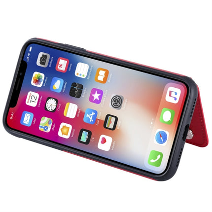 For iPhone X Cat Tree Embossing Pattern Shockproof Protective Case with Card Slots & Photo Frame(Red)-garmade.com