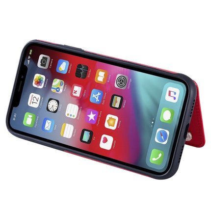 For iPhone XR Cat Tree Embossing Pattern Shockproof Protective Case with Card Slots & Photo Frame(Red)-garmade.com