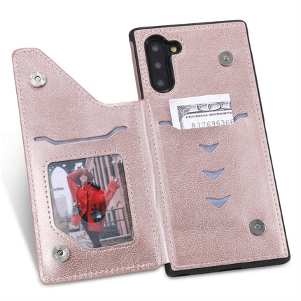 For Galaxy Note 10 Cat Tree Embossing Pattern Shockproof Protective Case with Card Slots & Photo Frame(Rose Gold)-garmade.com