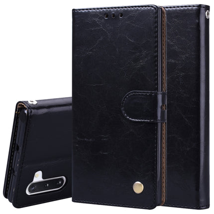 For Galaxy Note 10 Business Style Oil Wax Texture Horizontal Flip Leather Case with Holder & Card Slots & Wallet(Black)-garmade.com