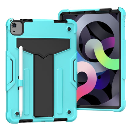 For iPad Air 2022 / 2020 10.9 / iPad Pro 11 T-shaped Bracket Contrast Color Shockproof PC + Silicone Protective Case(Mint Green+Black)-garmade.com
