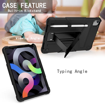 For iPad Air 2022 / 2020 10.9 / iPad Pro 11 T-shaped Bracket Contrast Color Shockproof PC + Silicone Protective Case(Black+Black)-garmade.com