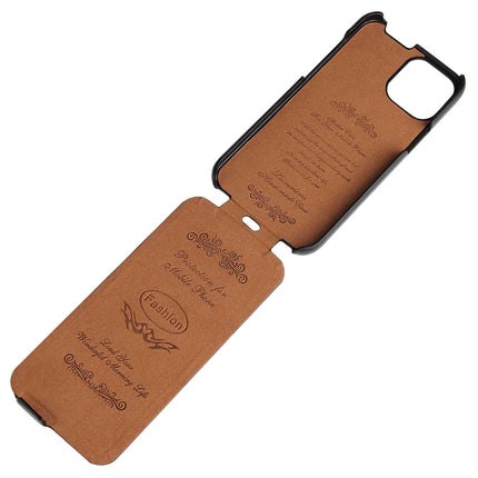 Fierre Shann Retro Oil Wax Texture Vertical Flip PU Leather Case For iPhone 12 mini(Black)-garmade.com