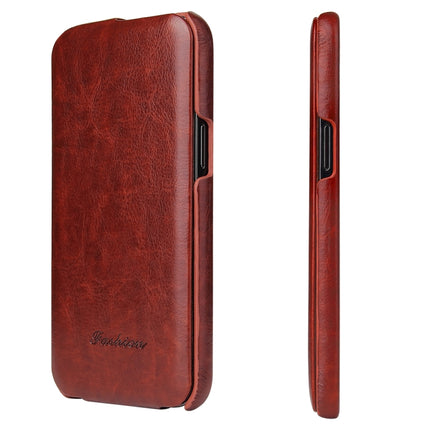 Fierre Shann Retro Oil Wax Texture Vertical Flip PU Leather Case For iPhone 12 mini(Brown)-garmade.com