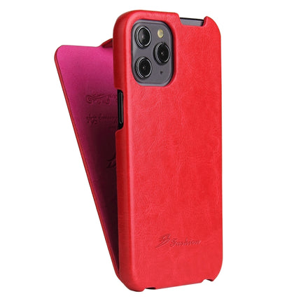 Fierre Shann Retro Oil Wax Texture Vertical Flip PU Leather Case For iPhone 12 Pro Max(Red)-garmade.com