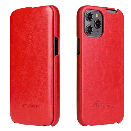 Fierre Shann Retro Oil Wax Texture Vertical Flip PU Leather Case For iPhone 12 Pro Max(Red)-garmade.com