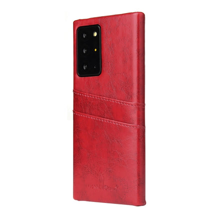 For Samsung Galaxy Note 20 Ultra Fierre Shann Retro Oil Wax Texture PU Leather Case with Card Slots(Red)-garmade.com