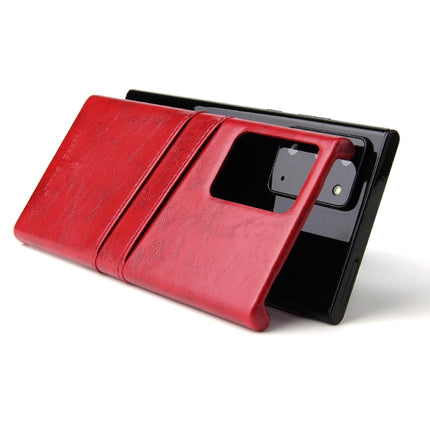 For Samsung Galaxy Note 20 Ultra Fierre Shann Retro Oil Wax Texture PU Leather Case with Card Slots(Red)-garmade.com