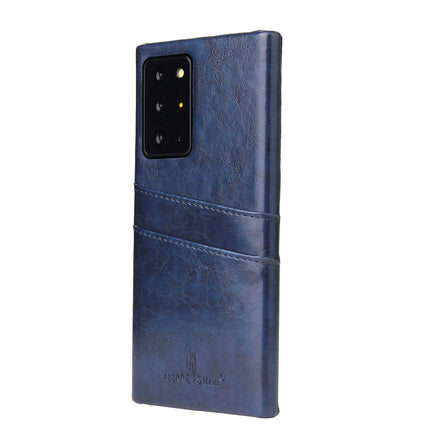 For Samsung Galaxy Note 20 Ultra Fierre Shann Retro Oil Wax Texture PU Leather Case with Card Slots(Blue)-garmade.com