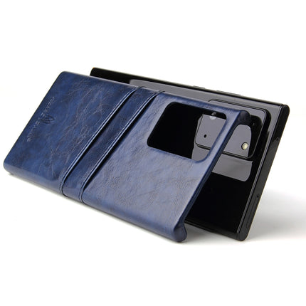 For Samsung Galaxy Note 20 Ultra Fierre Shann Retro Oil Wax Texture PU Leather Case with Card Slots(Blue)-garmade.com