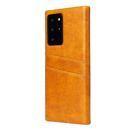 For Samsung Galaxy Note 20 Ultra Fierre Shann Retro Oil Wax Texture PU Leather Case with Card Slots(Yellow)-garmade.com