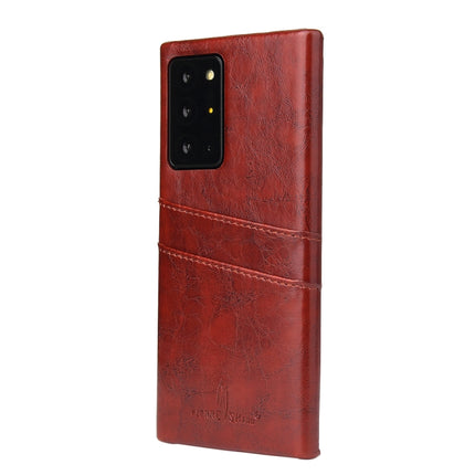For Samsung Galaxy Note 20 Ultra Fierre Shann Retro Oil Wax Texture PU Leather Case with Card Slots(Brown)-garmade.com
