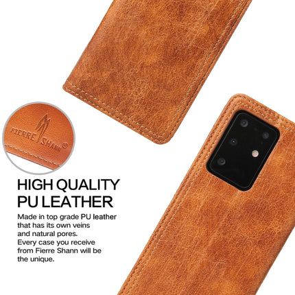 For Samsung Galaxy S20 Fierre Shann Retro Tree Bark Texture PU Magnetic Horizontal Flip Leather Case with Holder & Card Slots & Wallet(Brown)-garmade.com