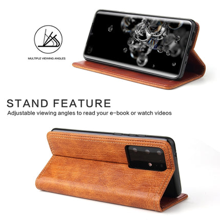 For Samsung Galaxy S20 Fierre Shann Retro Tree Bark Texture PU Magnetic Horizontal Flip Leather Case with Holder & Card Slots & Wallet(Brown)-garmade.com